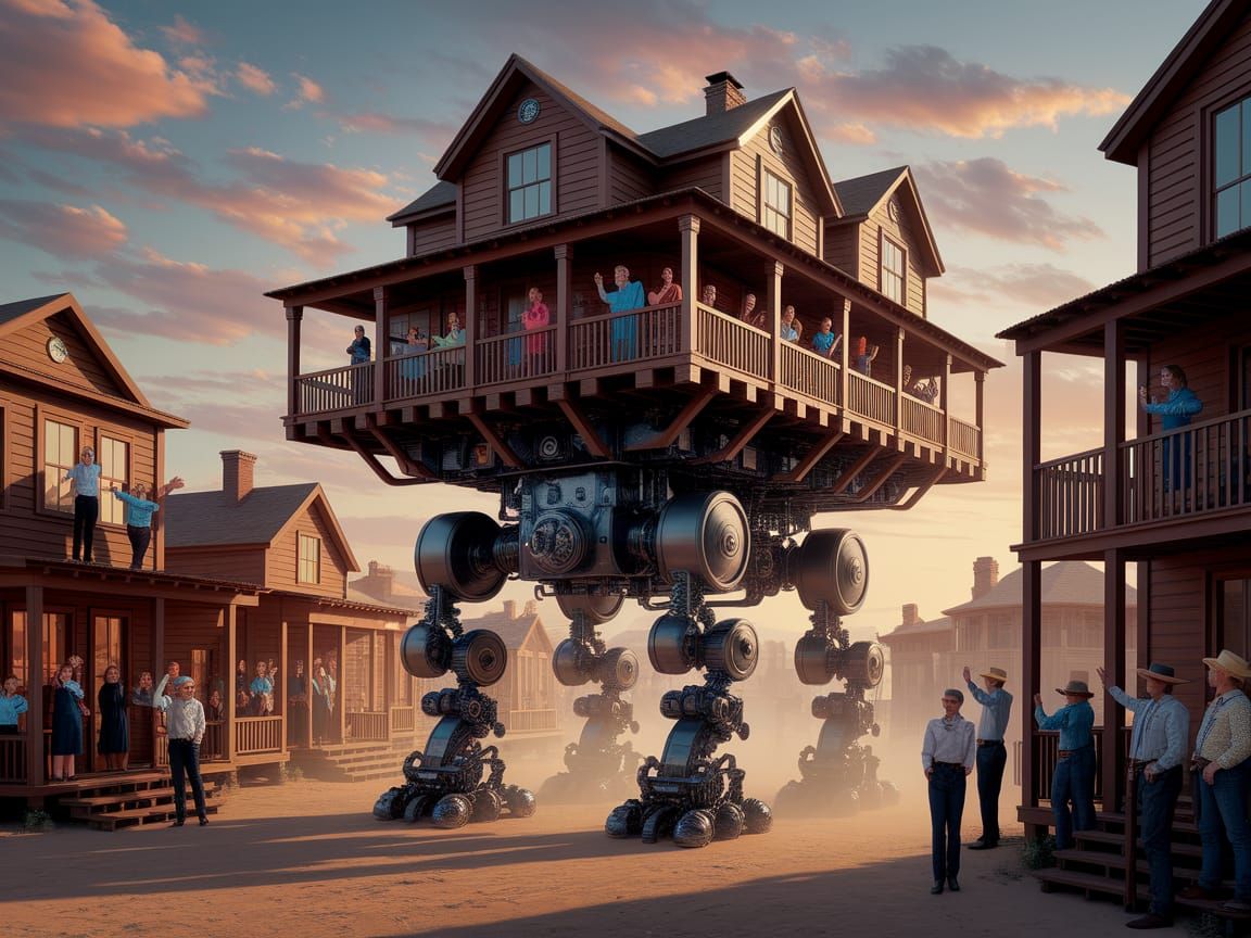 Steampunk Wild West Town Transforms into Walking Machine