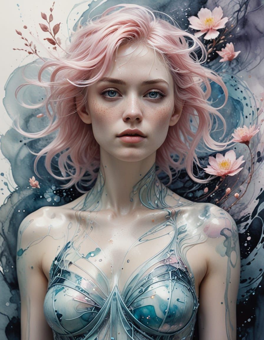 Woman on a strange background