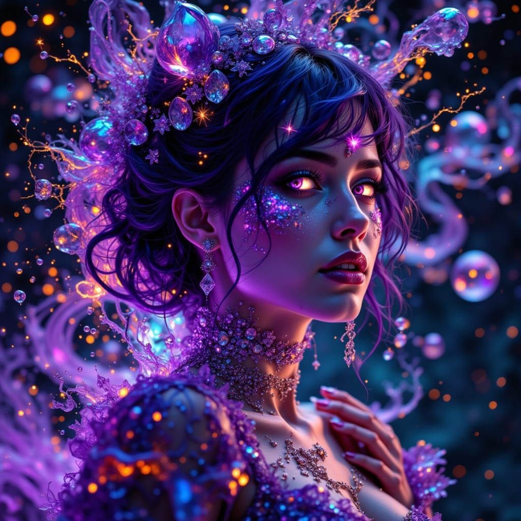 Ethereal Chaos Queen in Dark, Hyper-Realistic Murraypunk Sty...