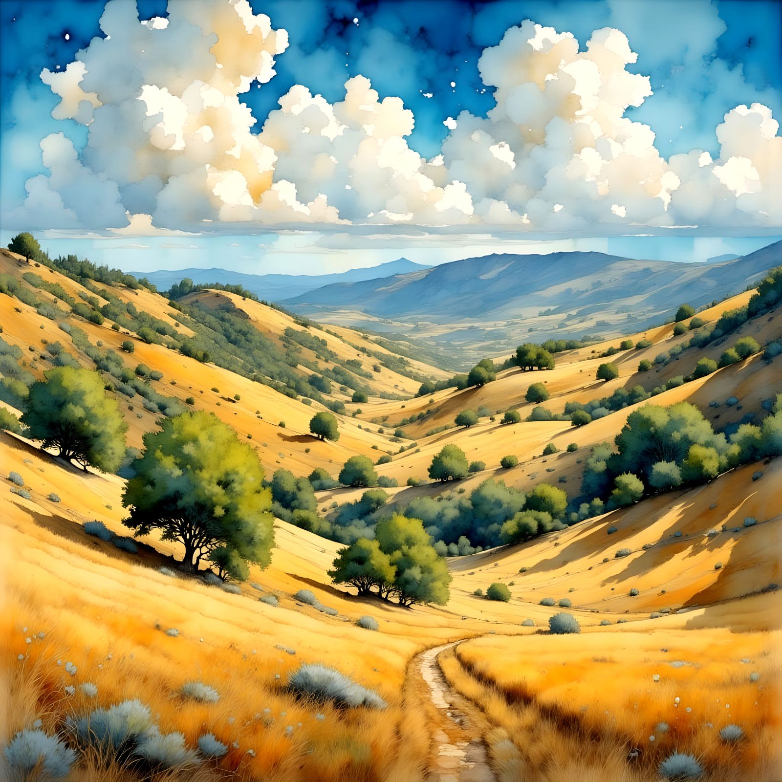 Vibrant Spanish Countryside in Springtime Splendor