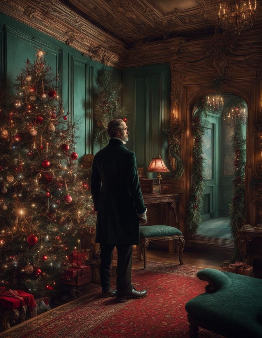 Haunting Victorian Man in Christmas Mansion