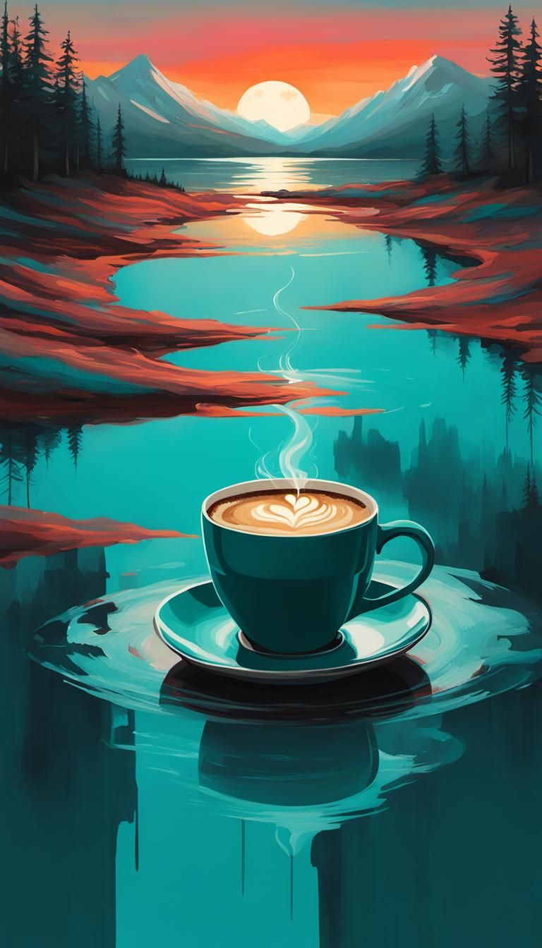 Ethereal Teal Sunset Minimal Art in Ward Style