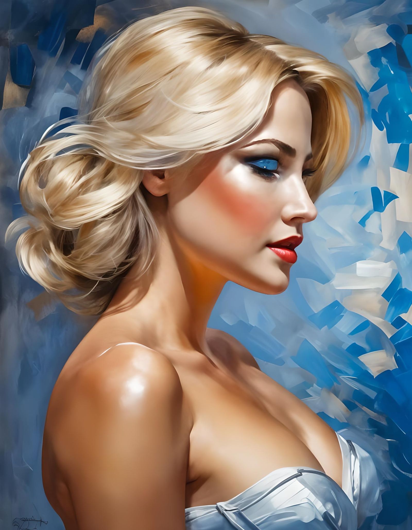 Photorealistic Portrait of Woman in Strapless Corset