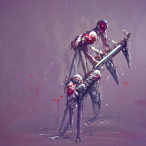 Horror Swordsmen with Bloody Eye in Doré Style