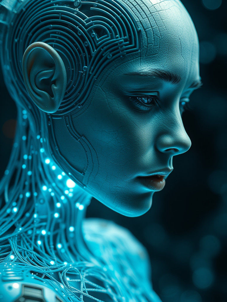 Android Beauty with Maze Skin in Cyberpunk Style