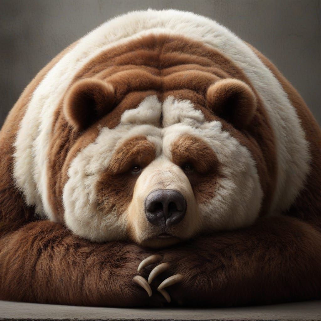 Close-up of a Bored Piebald Bear Resting