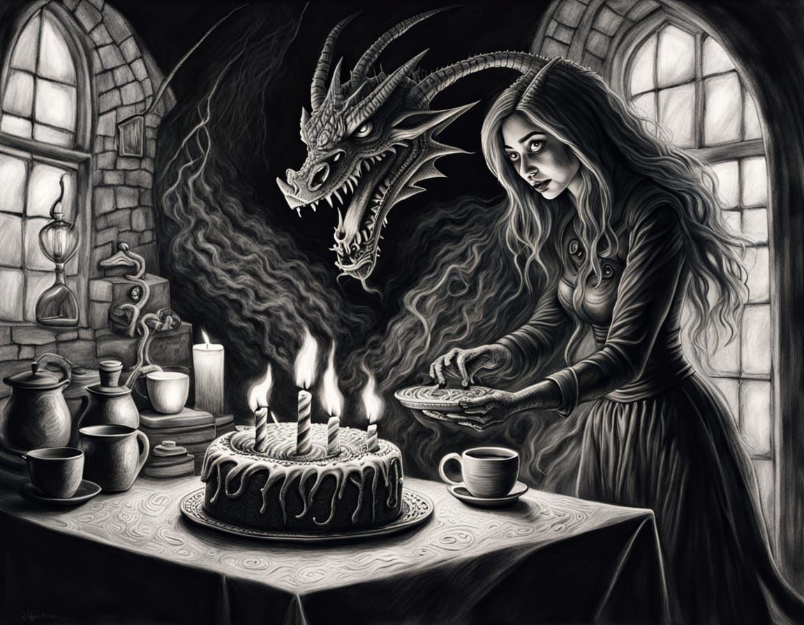 Gothic Birthday Cake Transforms into a Majestic Dragon in a ...