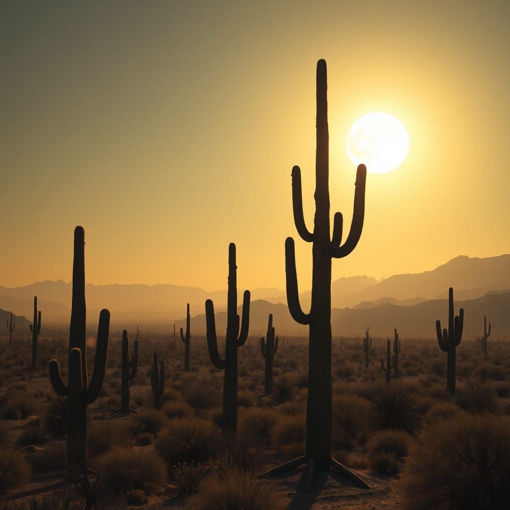 Ethereal Desert Moonlit Landscape in Photorealistic Style