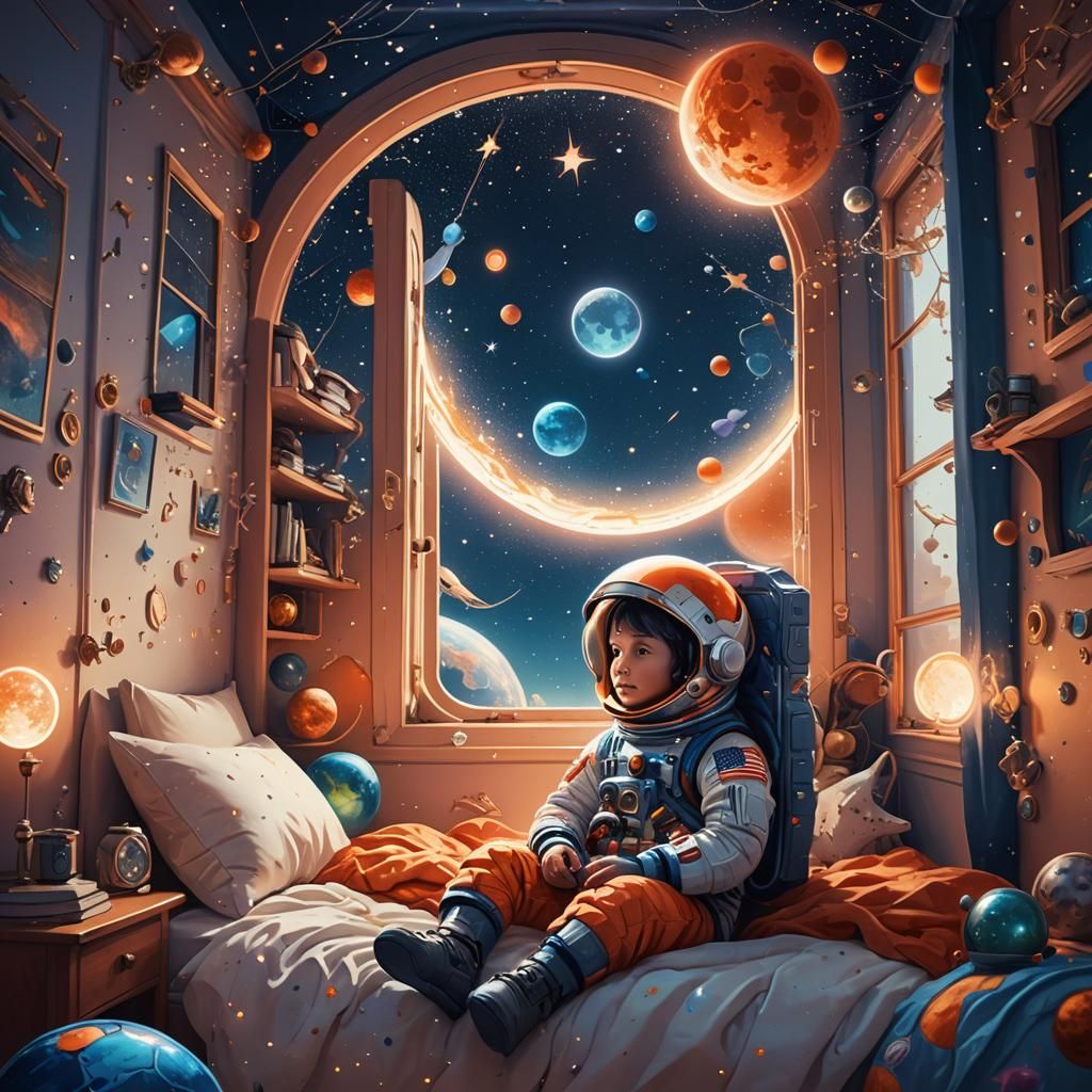 Kid Astronaut's Dream in Fantasy Concept Art