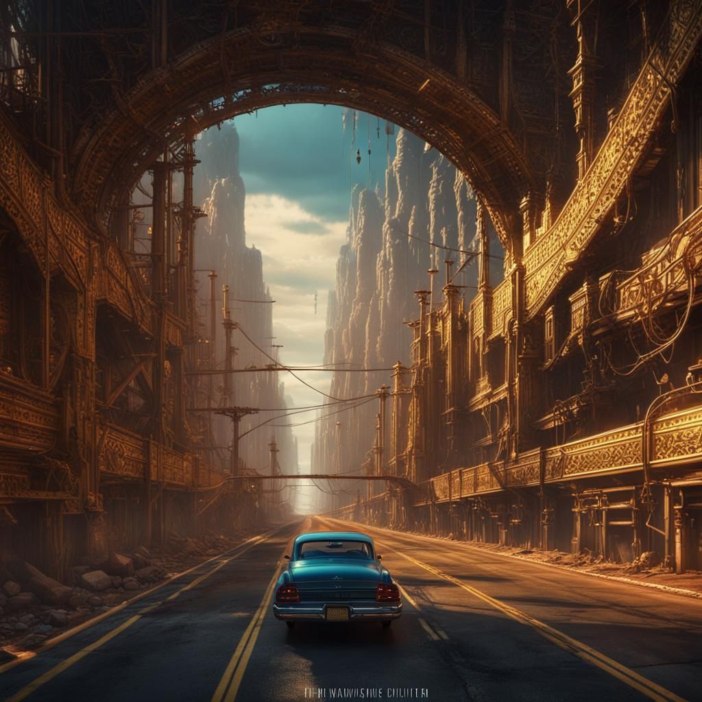 Lonely Ride Down Golden Highways: Matte Painting
