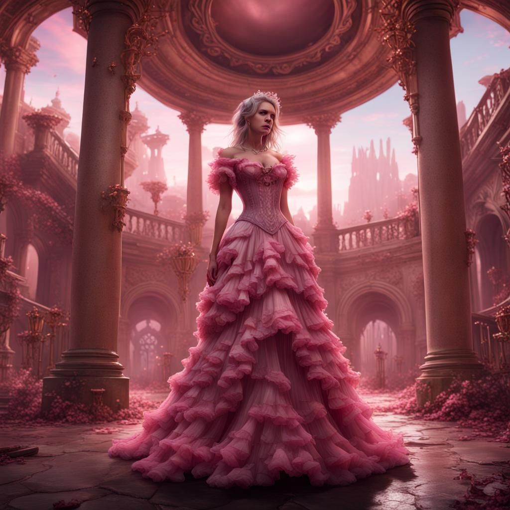 Figure in Pink Dress in Tartarus: Fantasy Concept Art