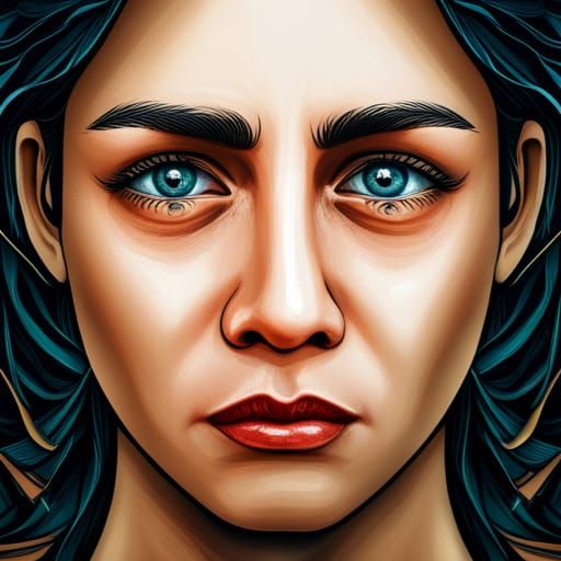 Sad Woman's Tears Form a River in HDR