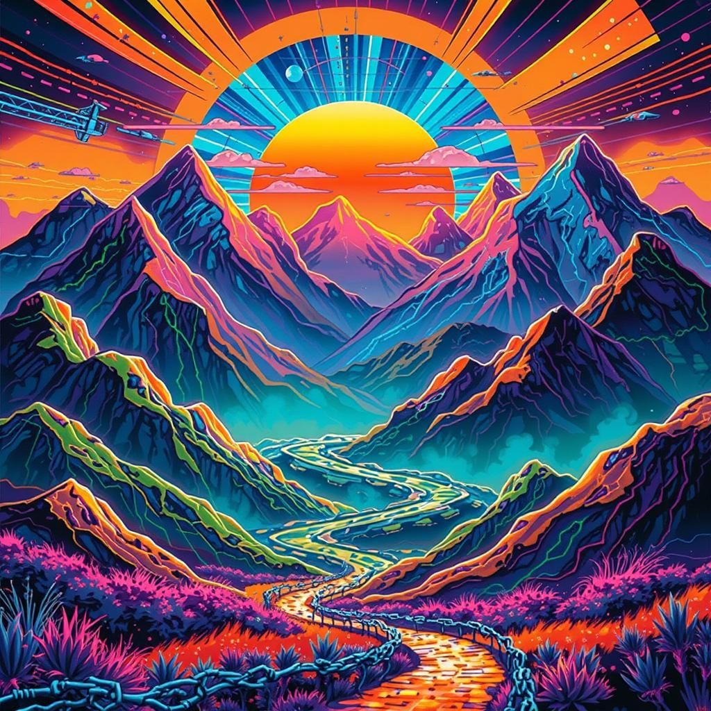 1980s Style Neon Synthwave Art