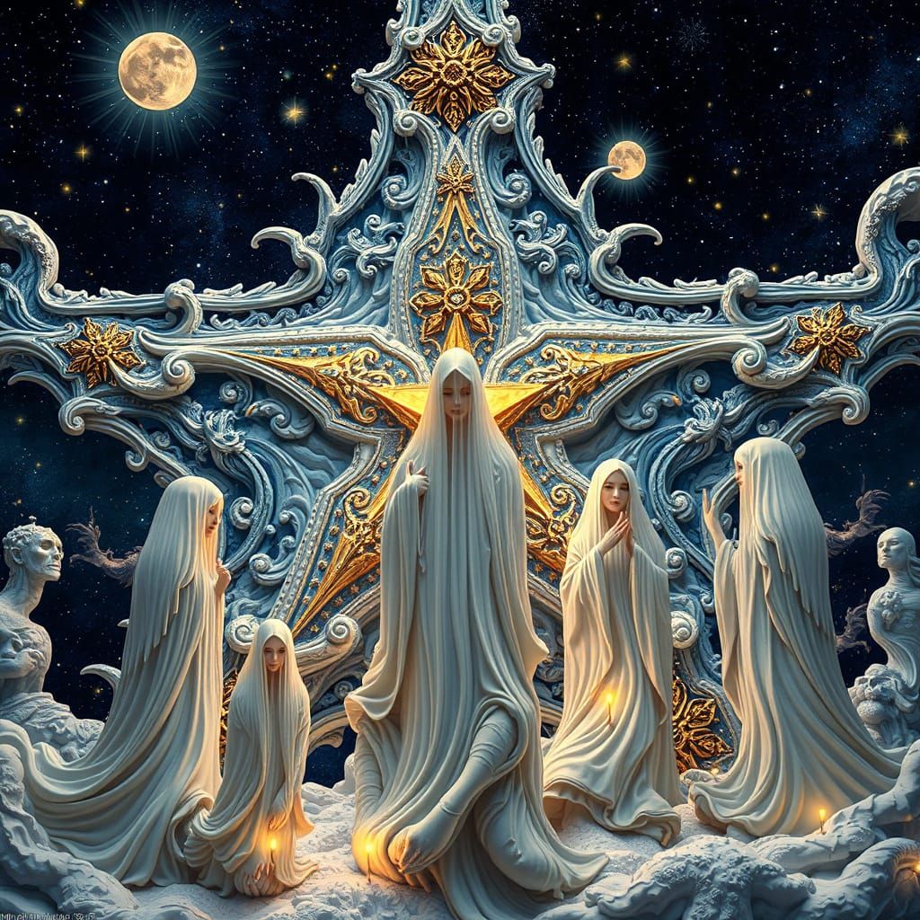 Whispers of the Cosmos: Ethereal Beings in a Starry Dreamsca...