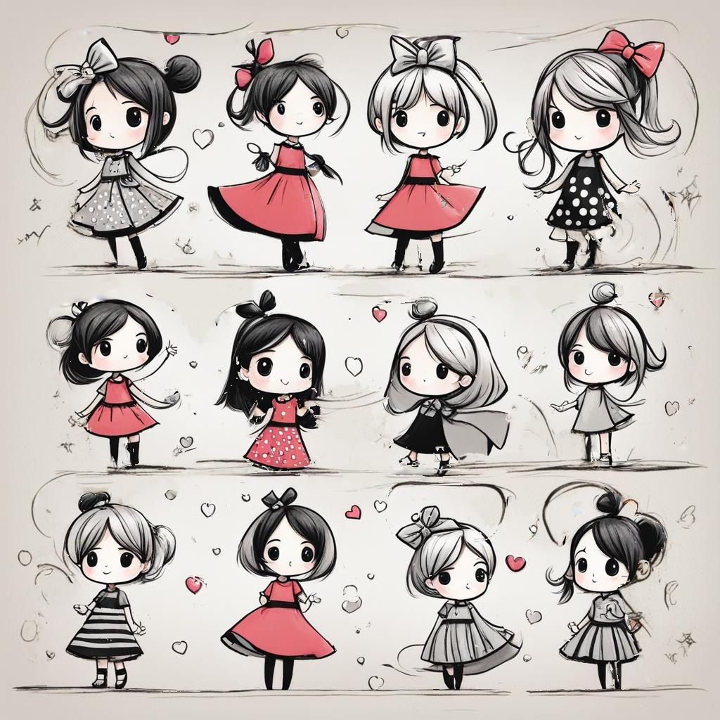 Playful Chibi Girl in Cartoon Comic Style