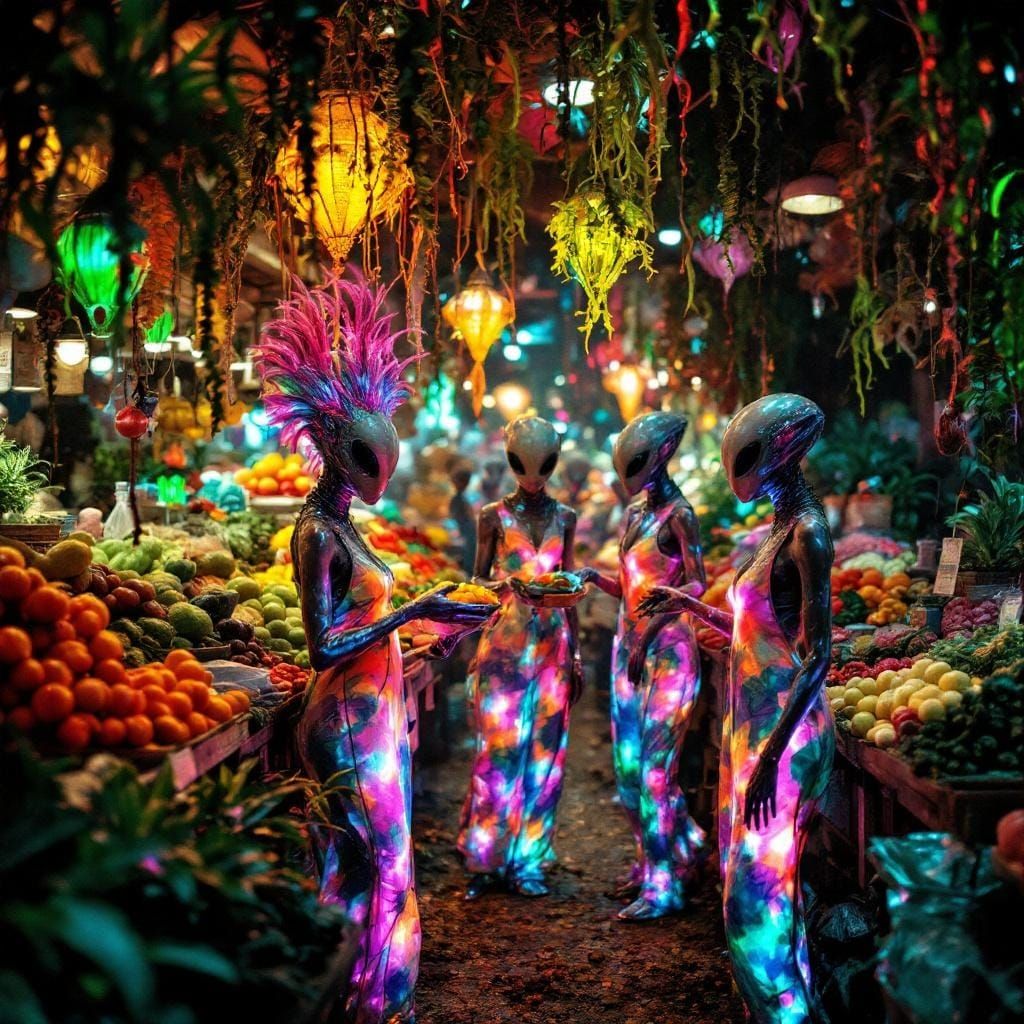 Exotic Alien Marketplace on Home Planet