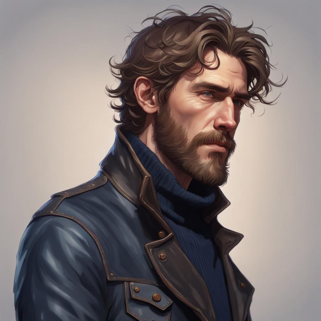 Malnourished Man Portrait in Hyperdetailed Style