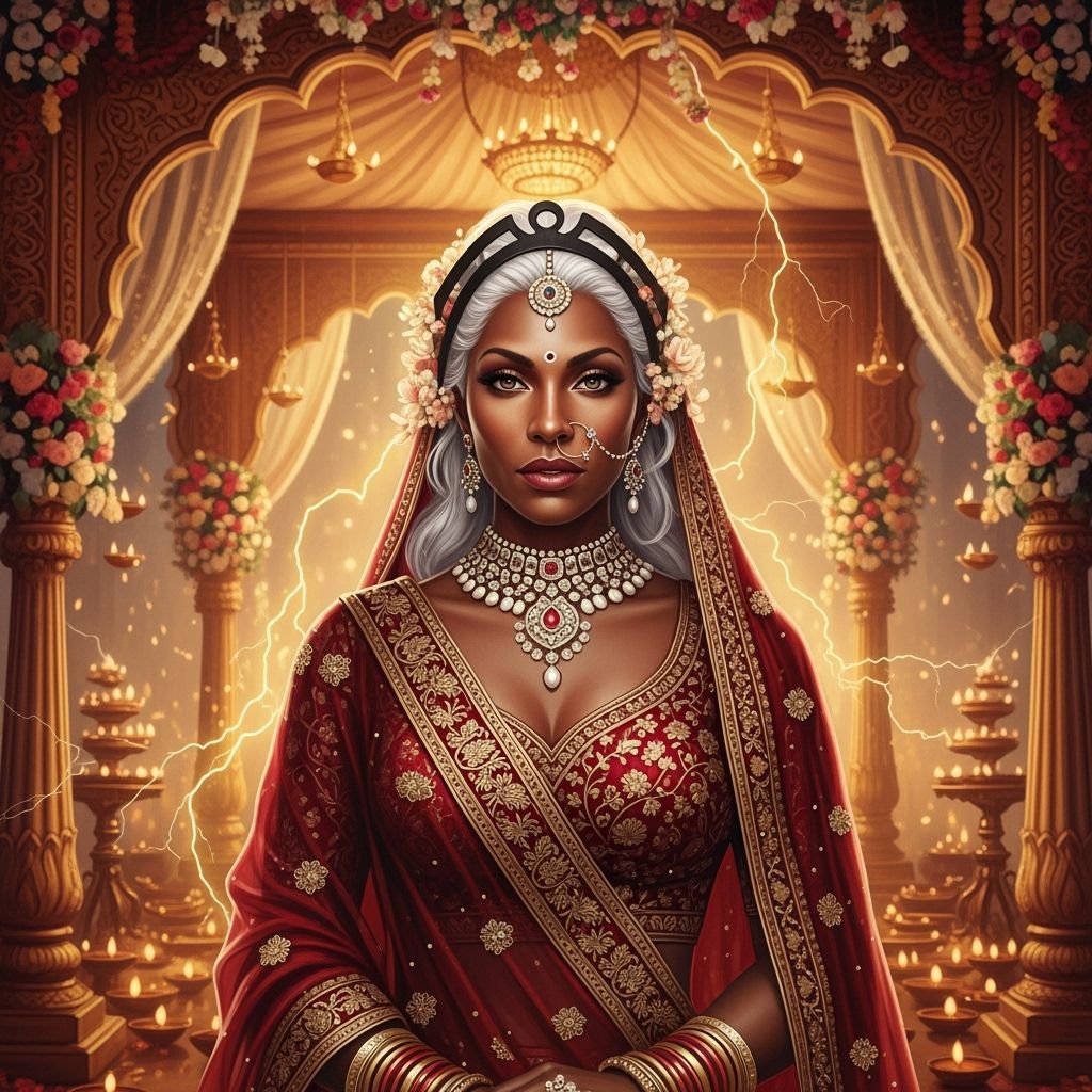 Storm as Regal Indian Bride in Opulent Lehenga