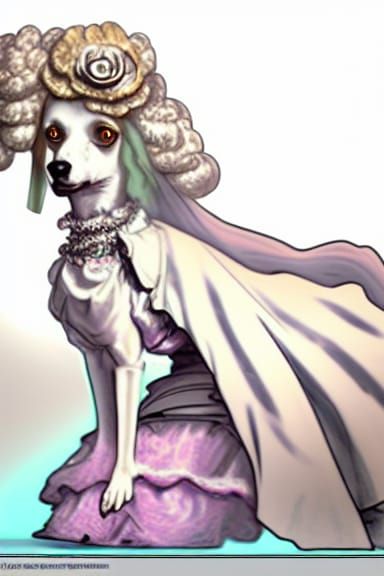 Marie Antoinette Poodle in Steampunk Anime Style
