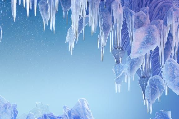 Magical Frozen Winter Landscape with Ice Flowers