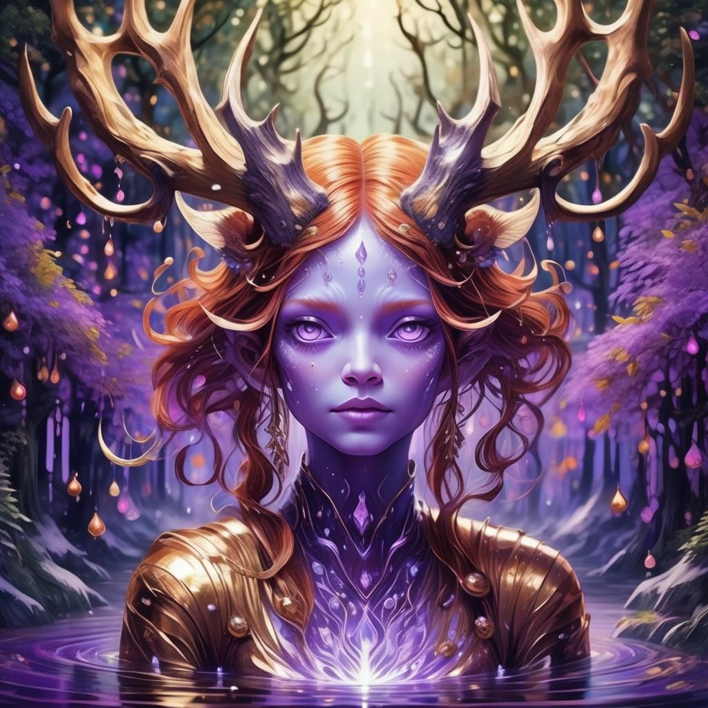 Copper-Haired Faun in Bioluminescent Forest