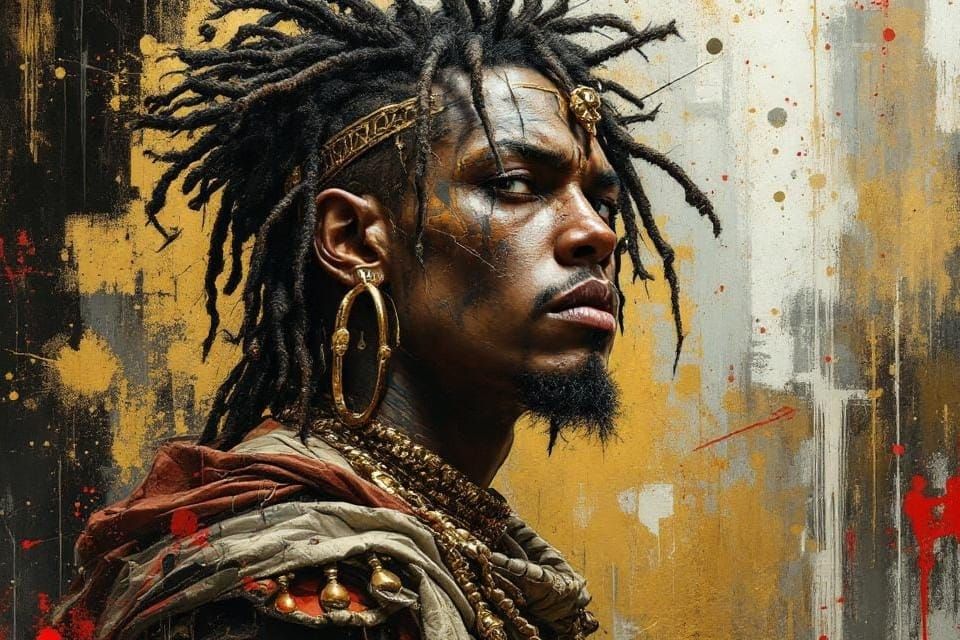 Fierce Warrior Portrait in Neo-Expressionist Style