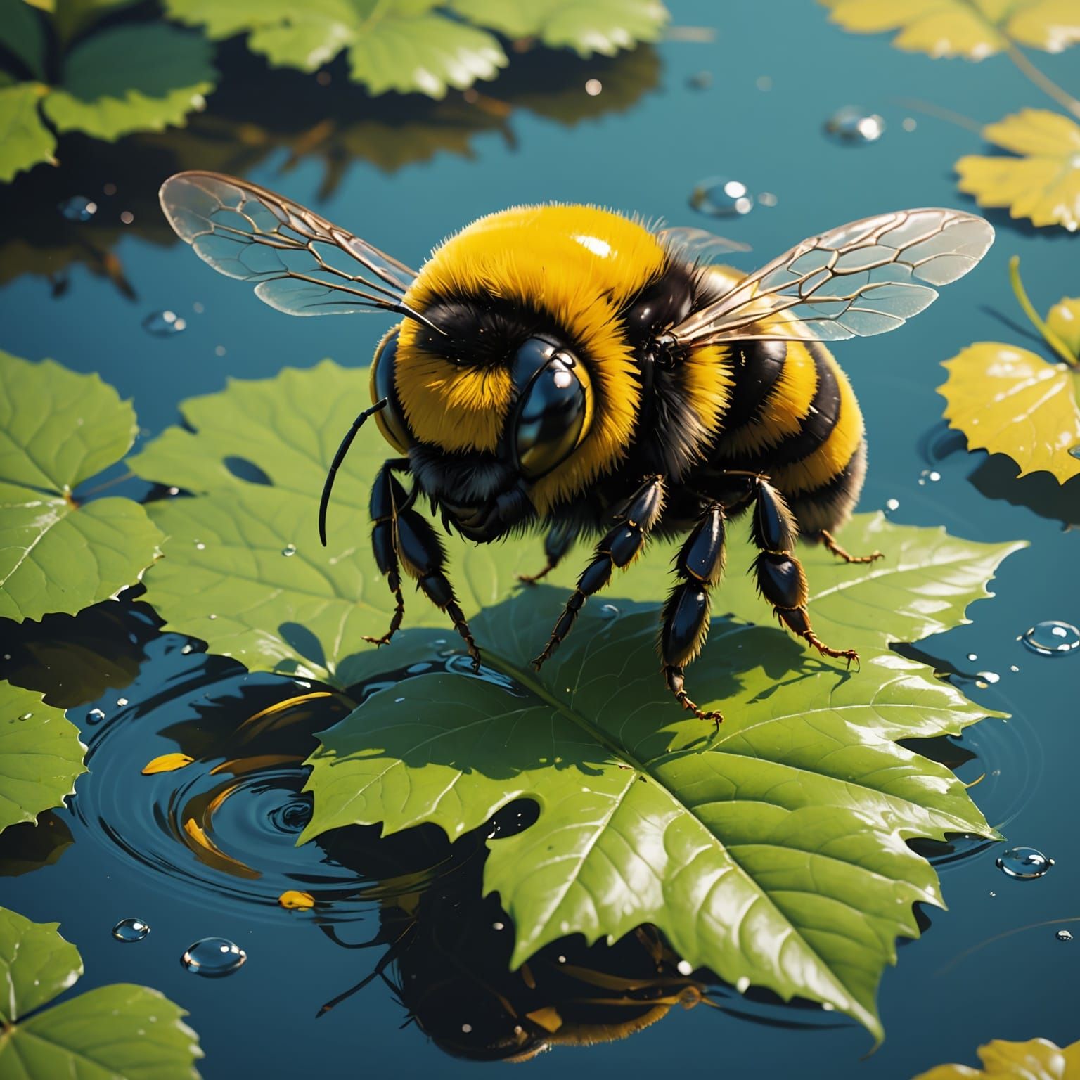 Sleepy Bumblebee in 3D Anime Art Style