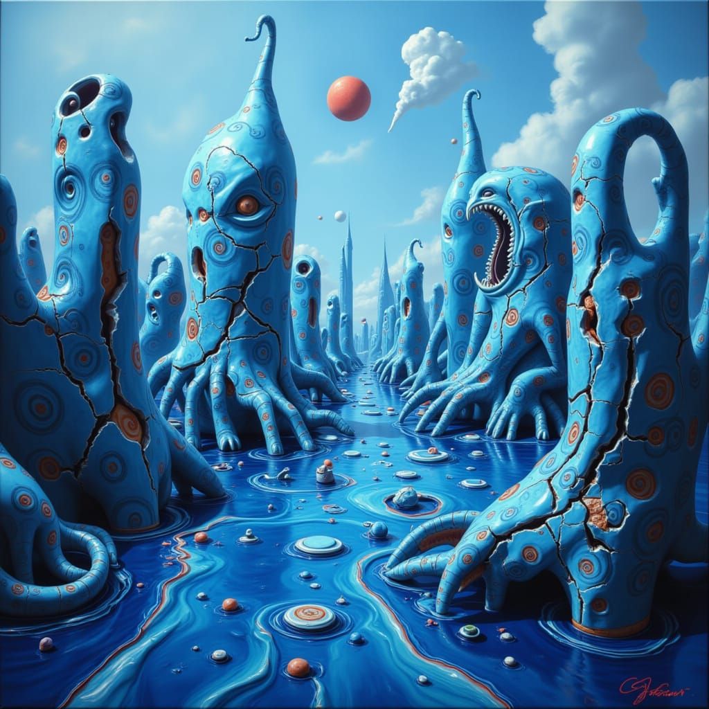 Blue City Metropolis Inspired by Futuristic Art Styles