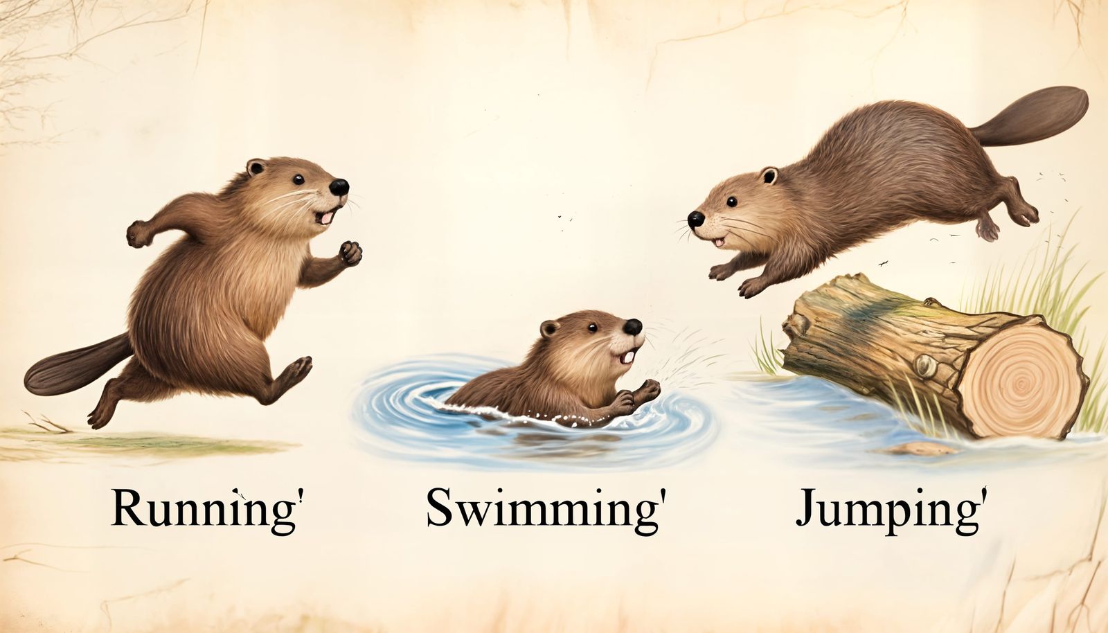 Cute Beavers Illustrated in Children's Storybook Style