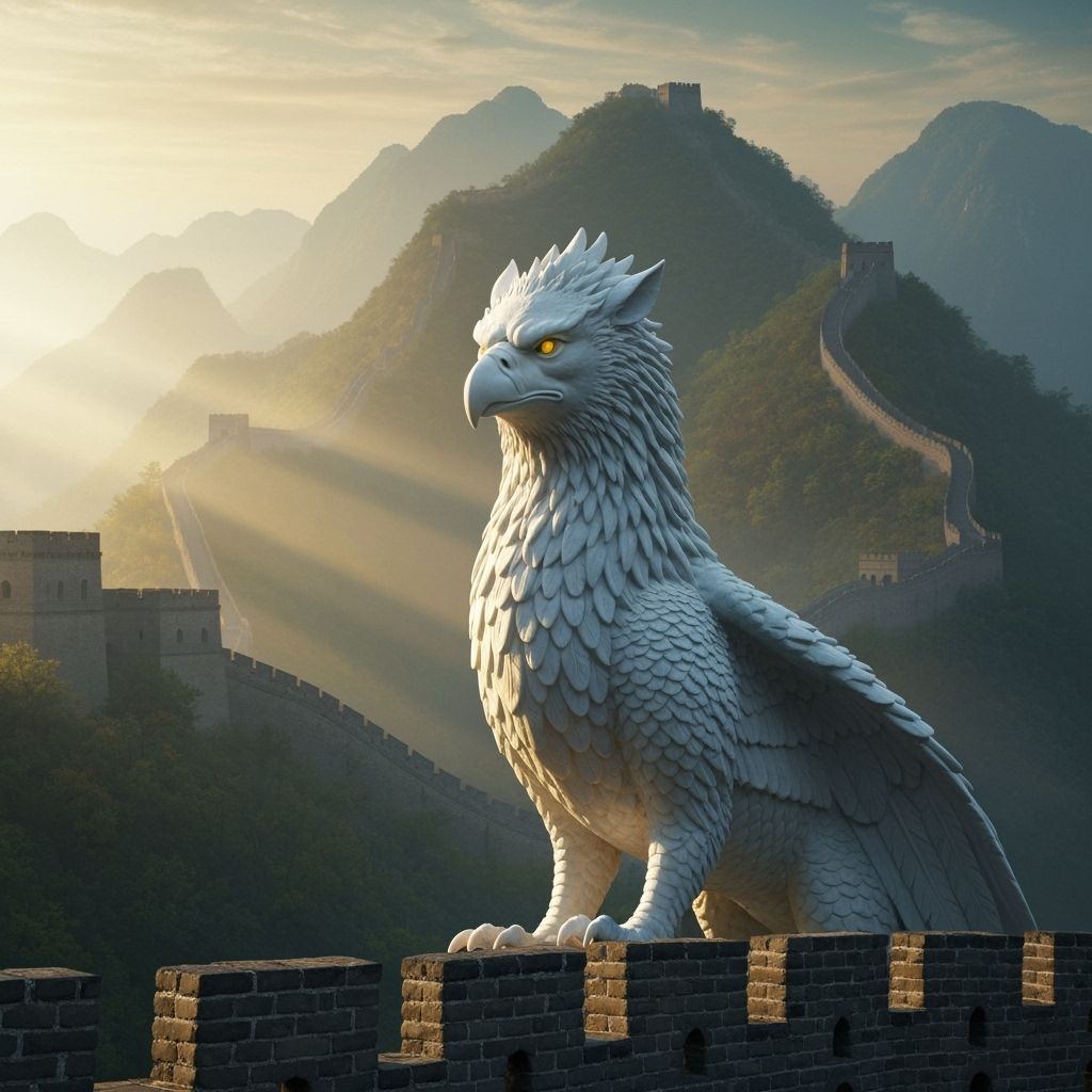 Eagle Marble Sculpture on the Great Wall