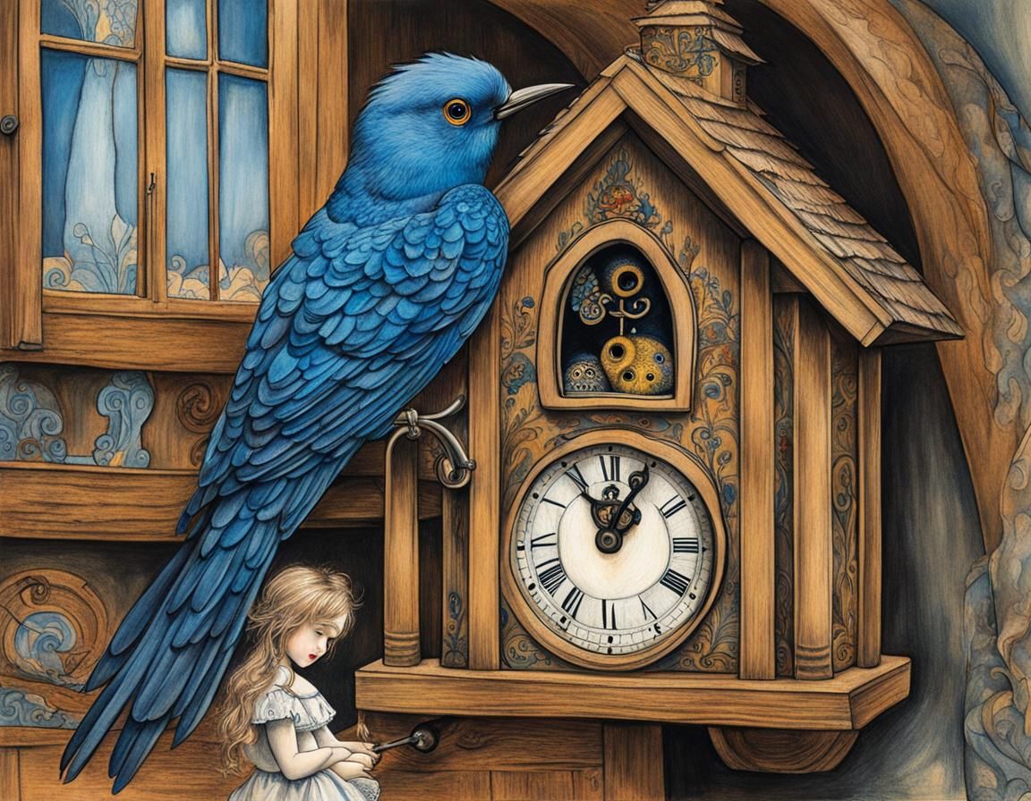 Crazy cuckoo coming out of a cuckoo clock #1