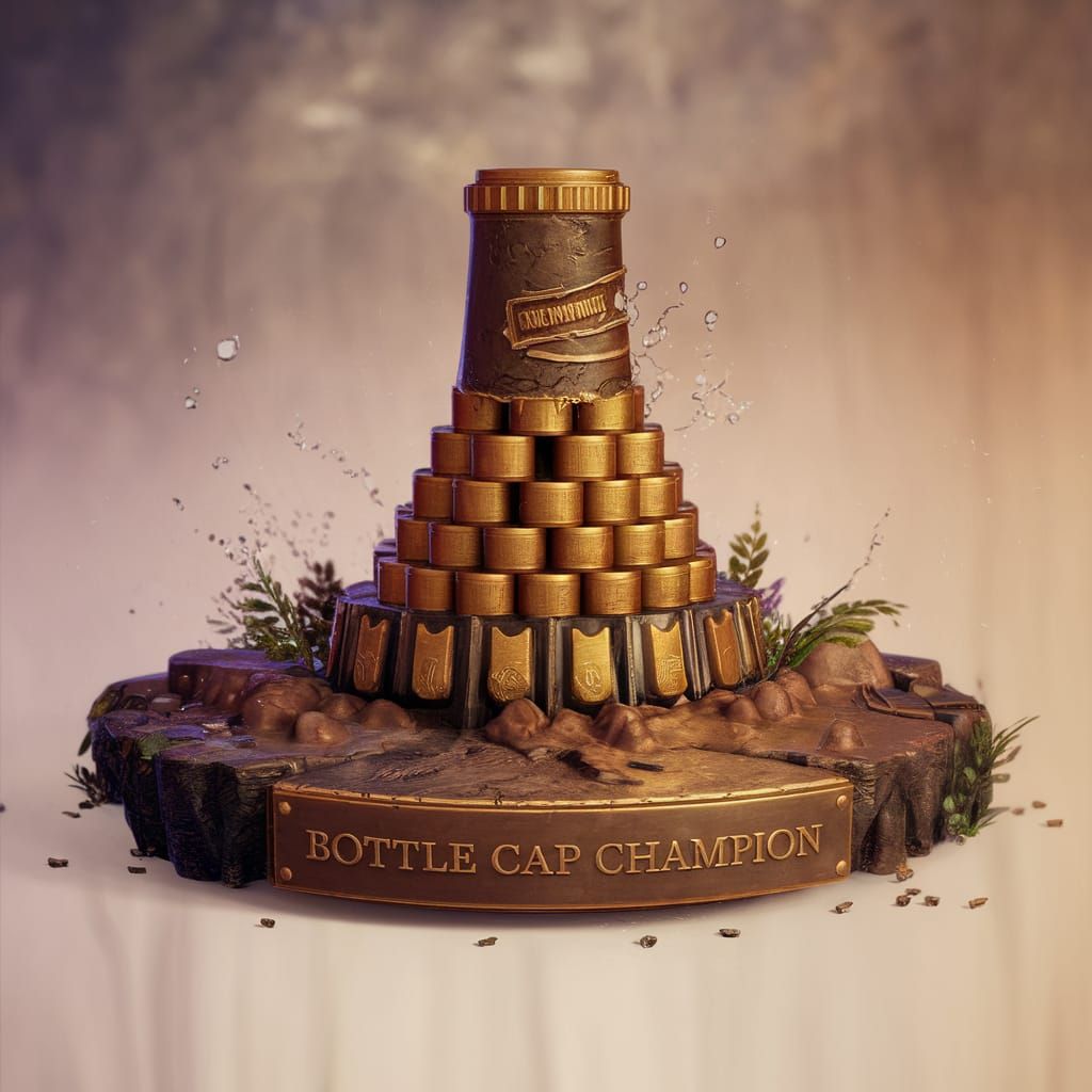 Fantastical Bottle Cap Champion Trophy in Detailed Matte Pai...