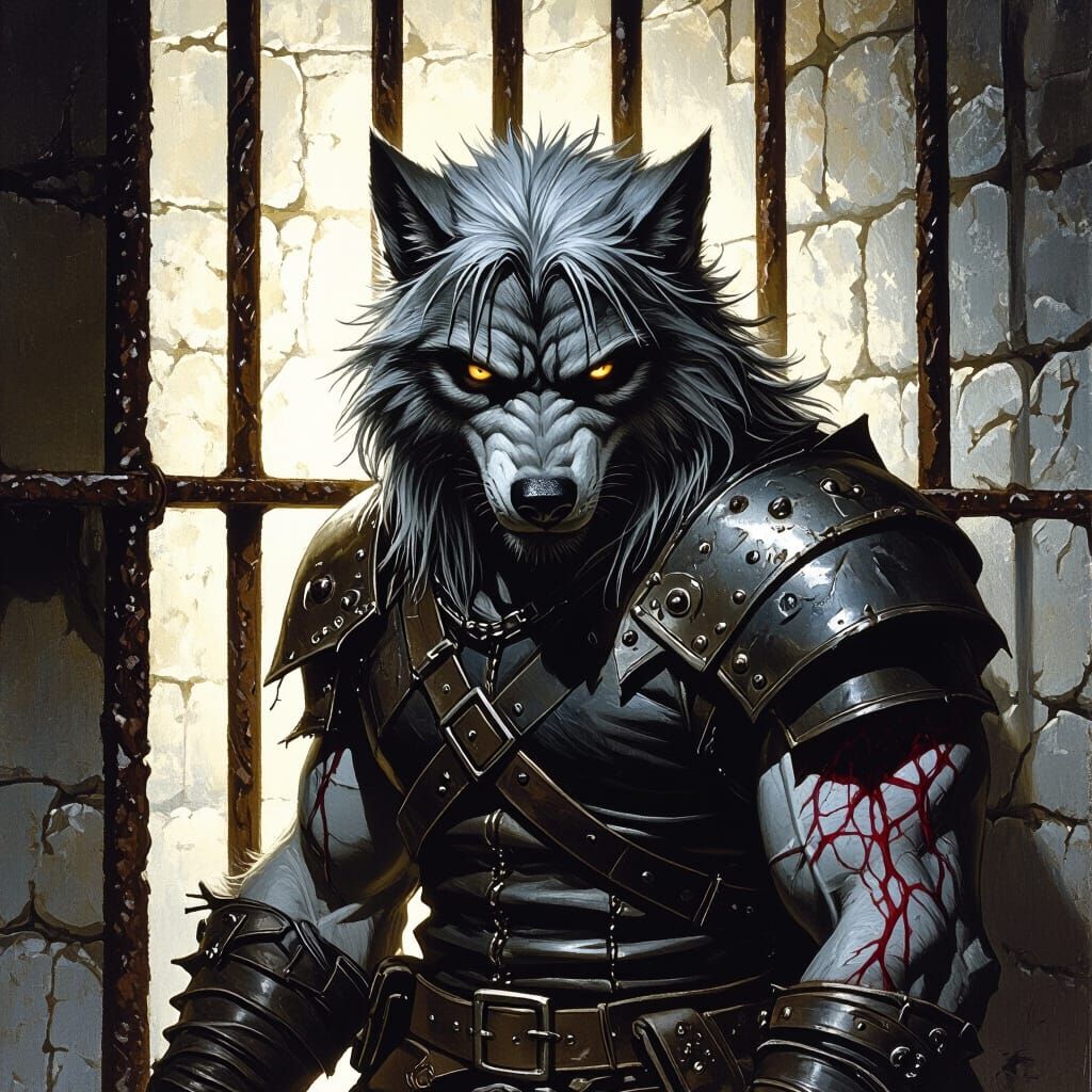 Gray-haired golden-eyed wolf shifter suffering silver poison...