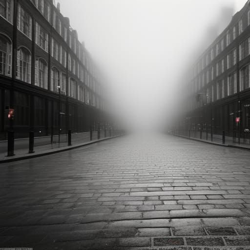 Misty London Street Scene in 1880s Style
