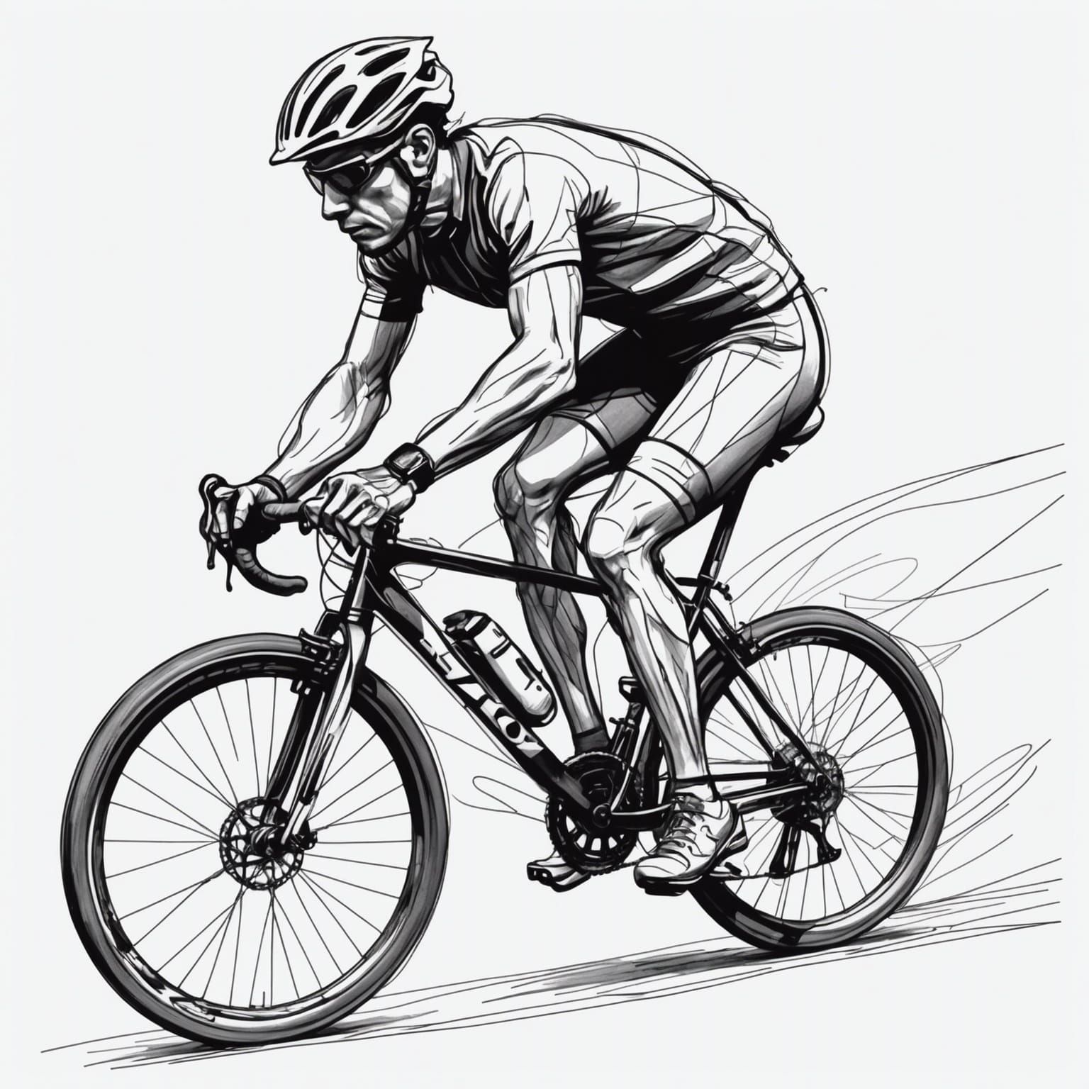 Fluid Line Drawing of a Cyclist