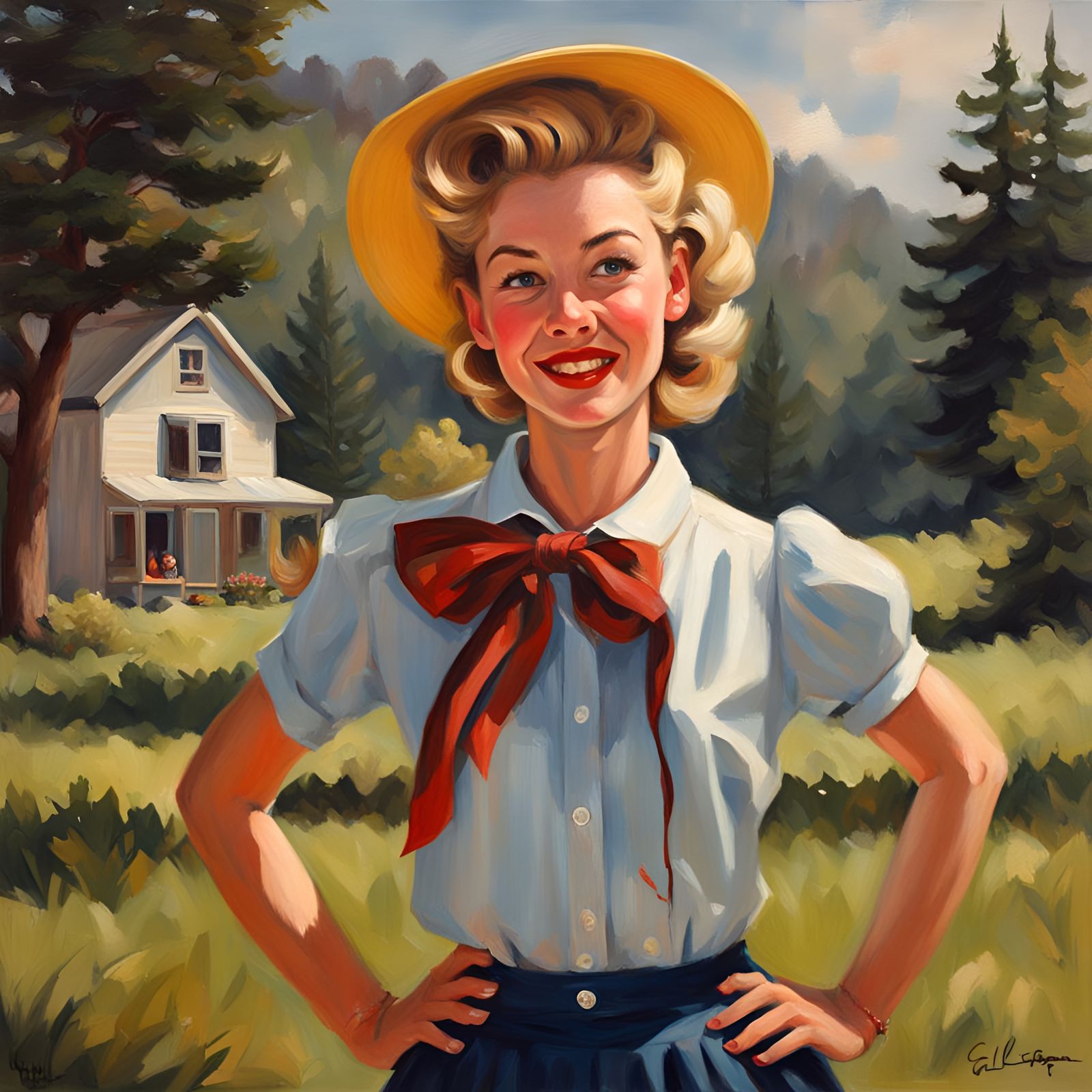 CGI Person Portrait in Gil Elvgren Style