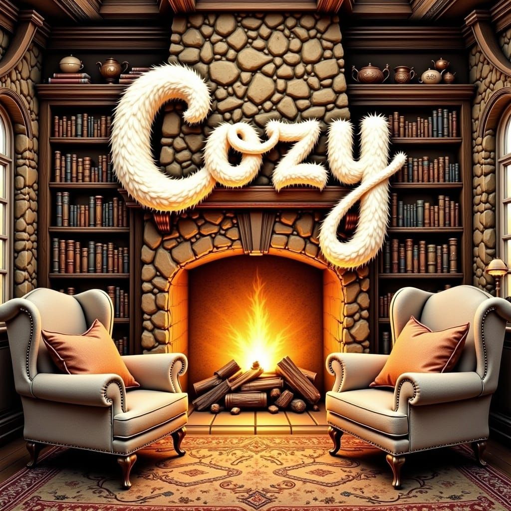 Cozy in a Plush, Golden Lit Den