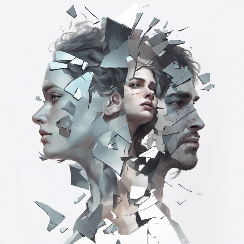 Shattered Personalities: Monochromatic Portrait of Mental Fr...