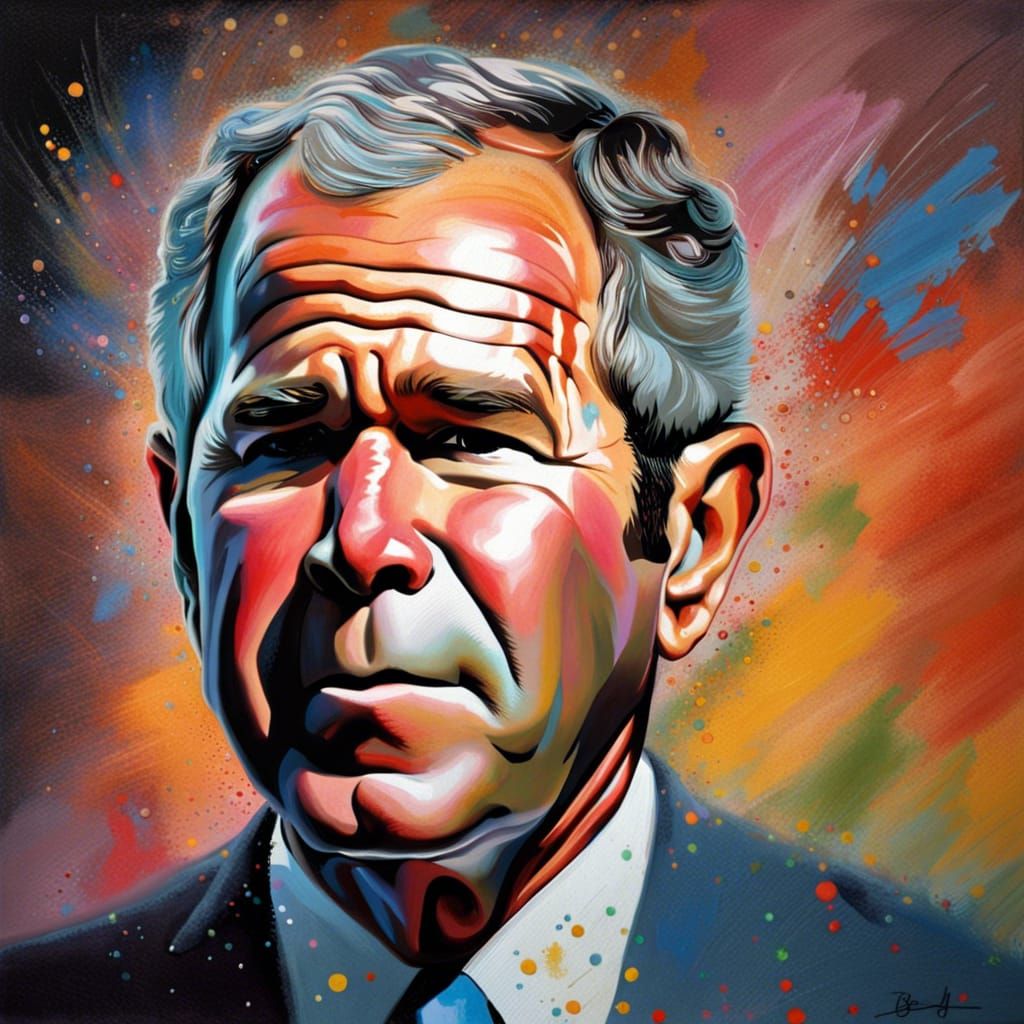 George W. Bush Portrait in Basil Gogos Style