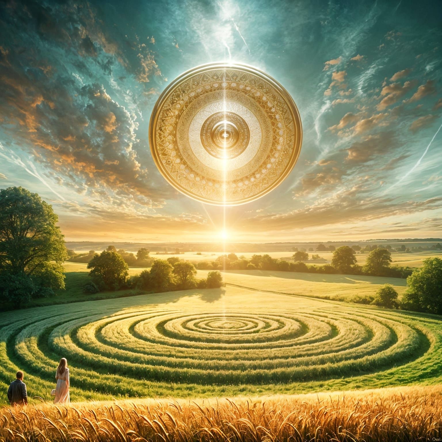 Ethereal Spaceship Emerges from Wiltshire Clouds in Sunrise