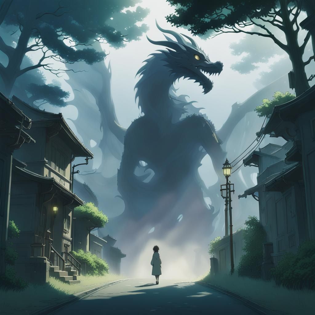 Ethereal Dragon Shadows in Opaque Fog