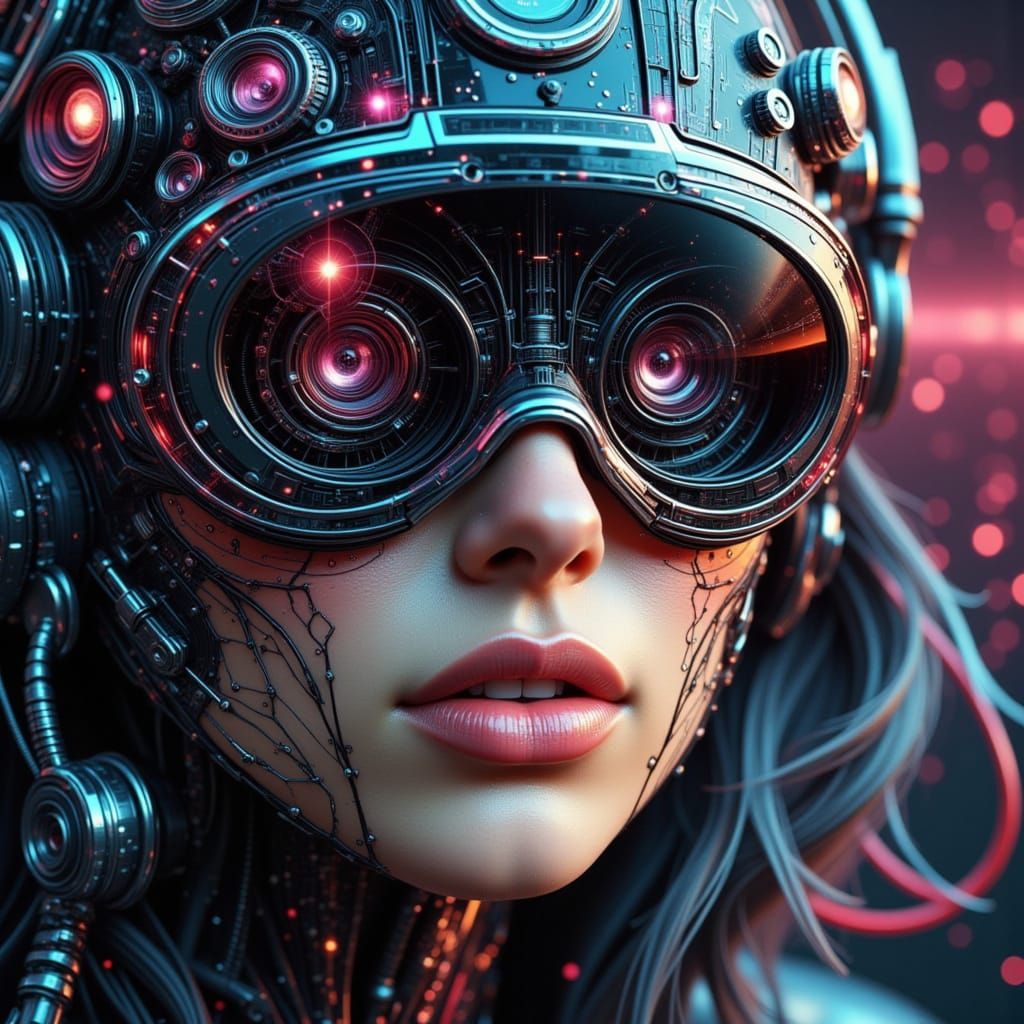 Abstract Stargazer Pinup with VR Goggles