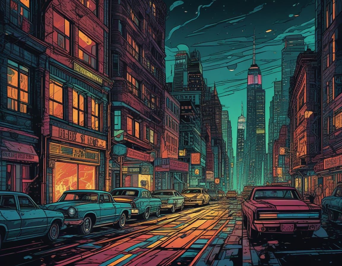 Retro Comic Book-Style New York City Illustration