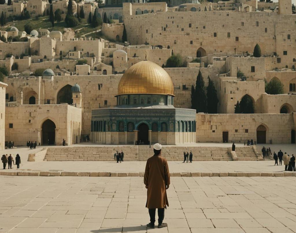 Muslim in Jerusalem with Al-Aqsa Mosque