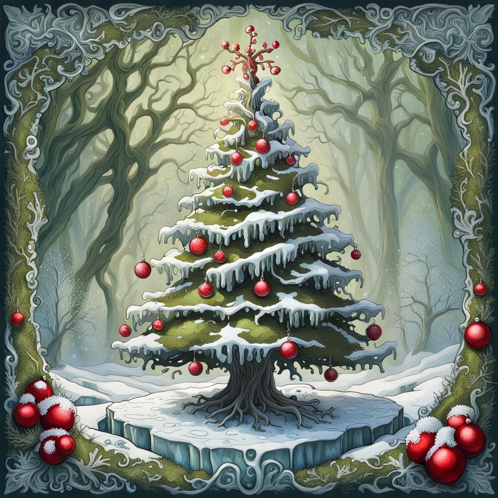 Christmas tree in the woods