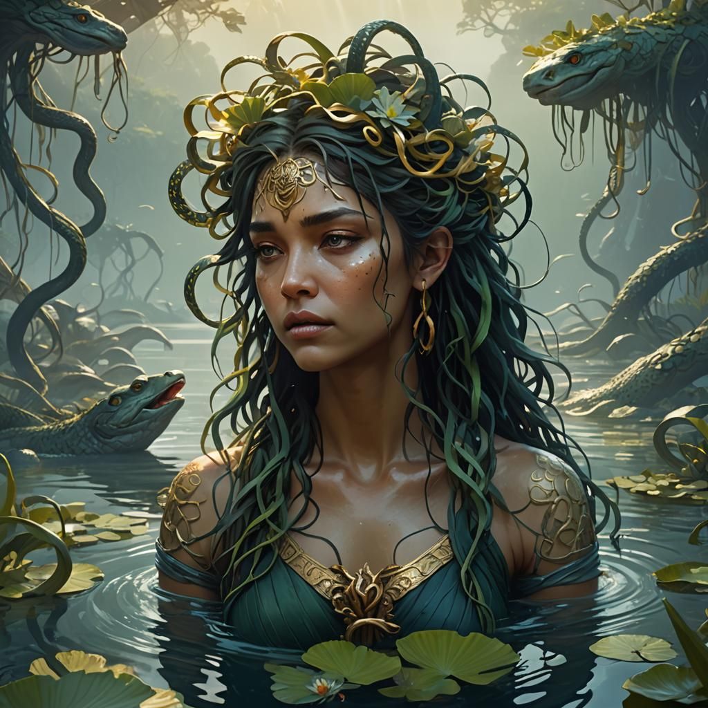 Medusa's Lagoon Serenade: A Fantasy Concept Art