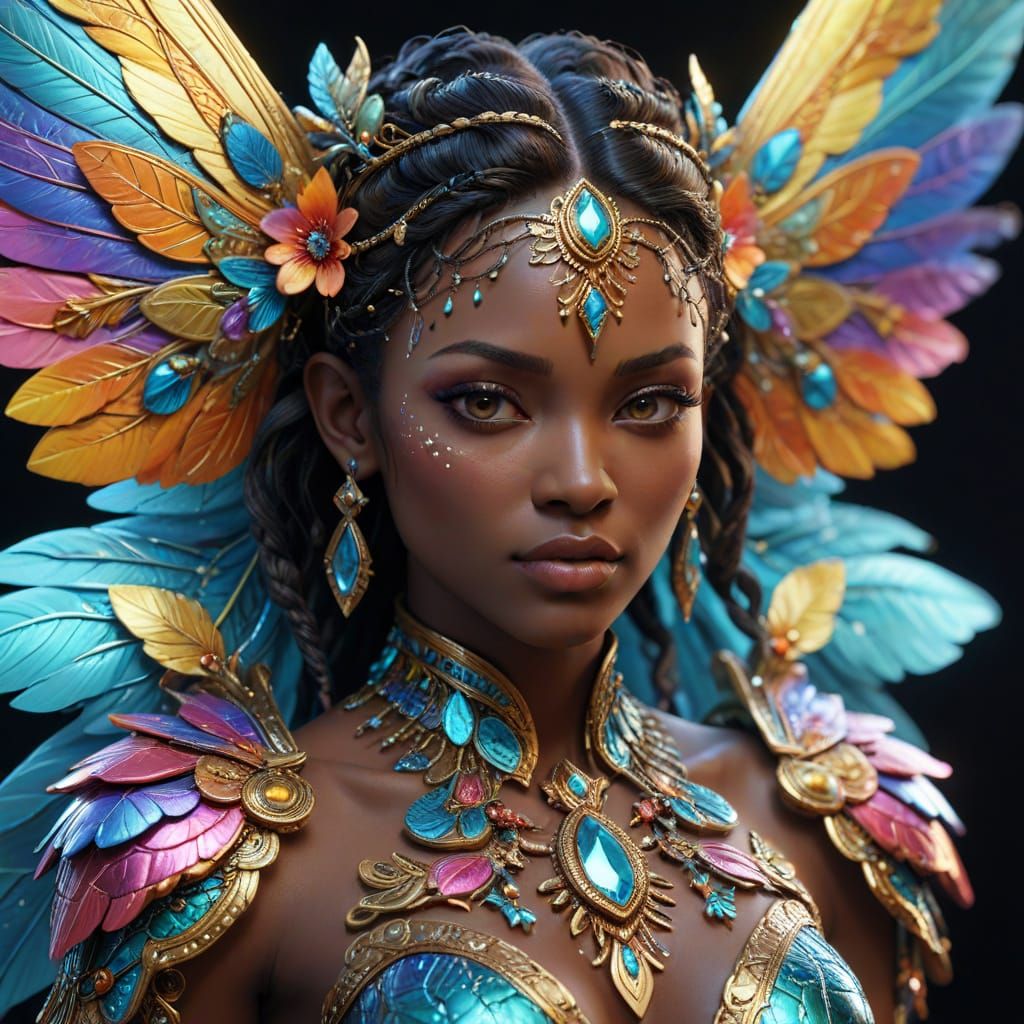 Exotic Caribbean Fantasy Fairy in Vibrant Colors