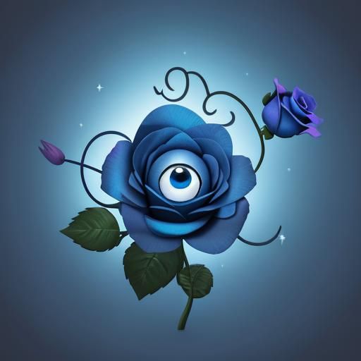 Grumpy Googly-Eyed Blue Rose in 3D