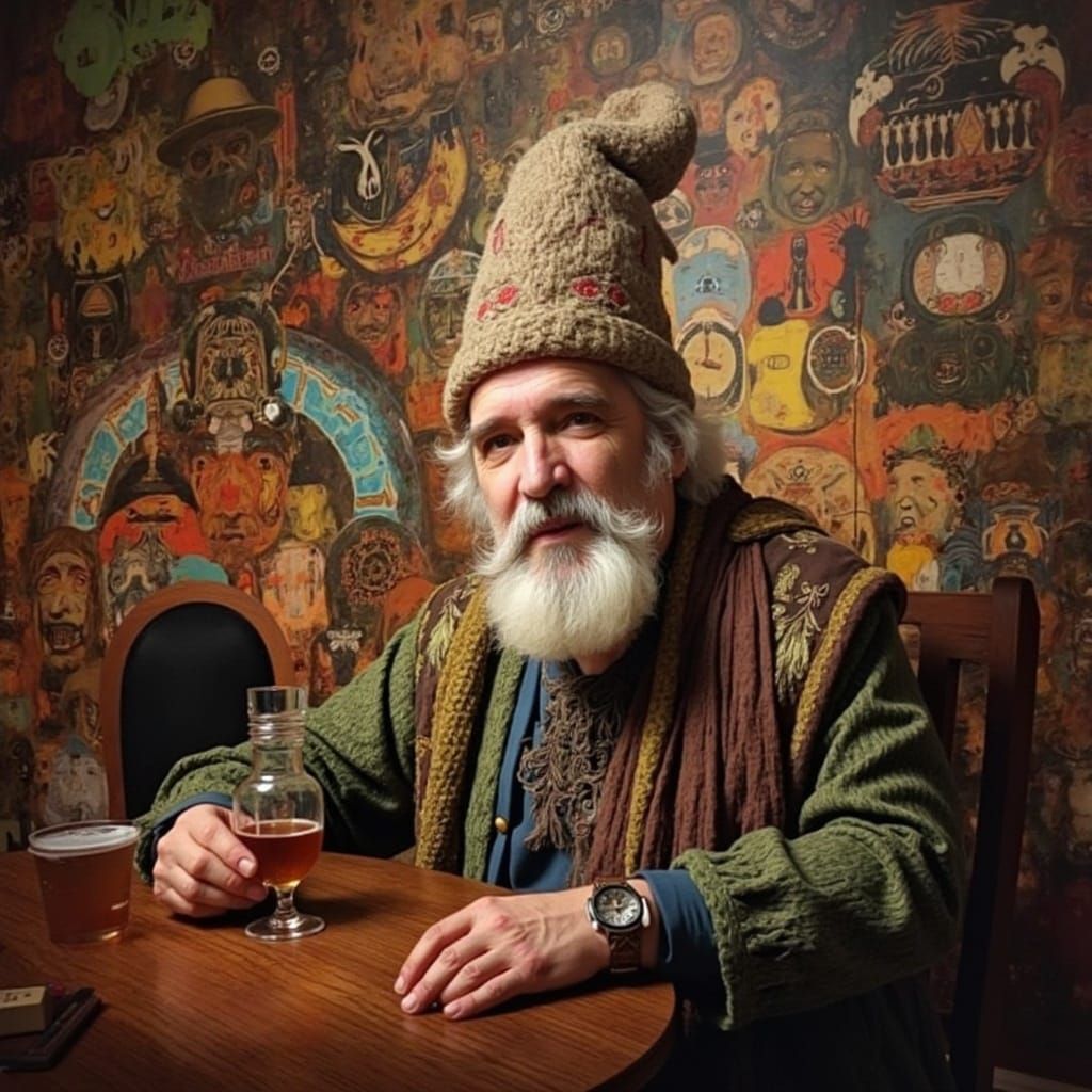 Wizard in a Bar: Surreal Fantasy Painting