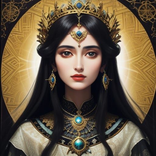 Divine Princess-Goddess in Tenebrism Technique